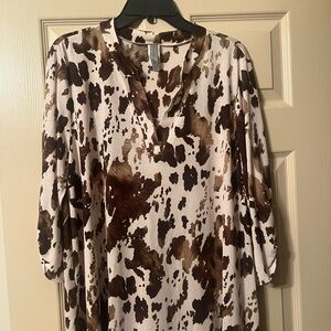 Brown and Cream Patterned Women's Skirt